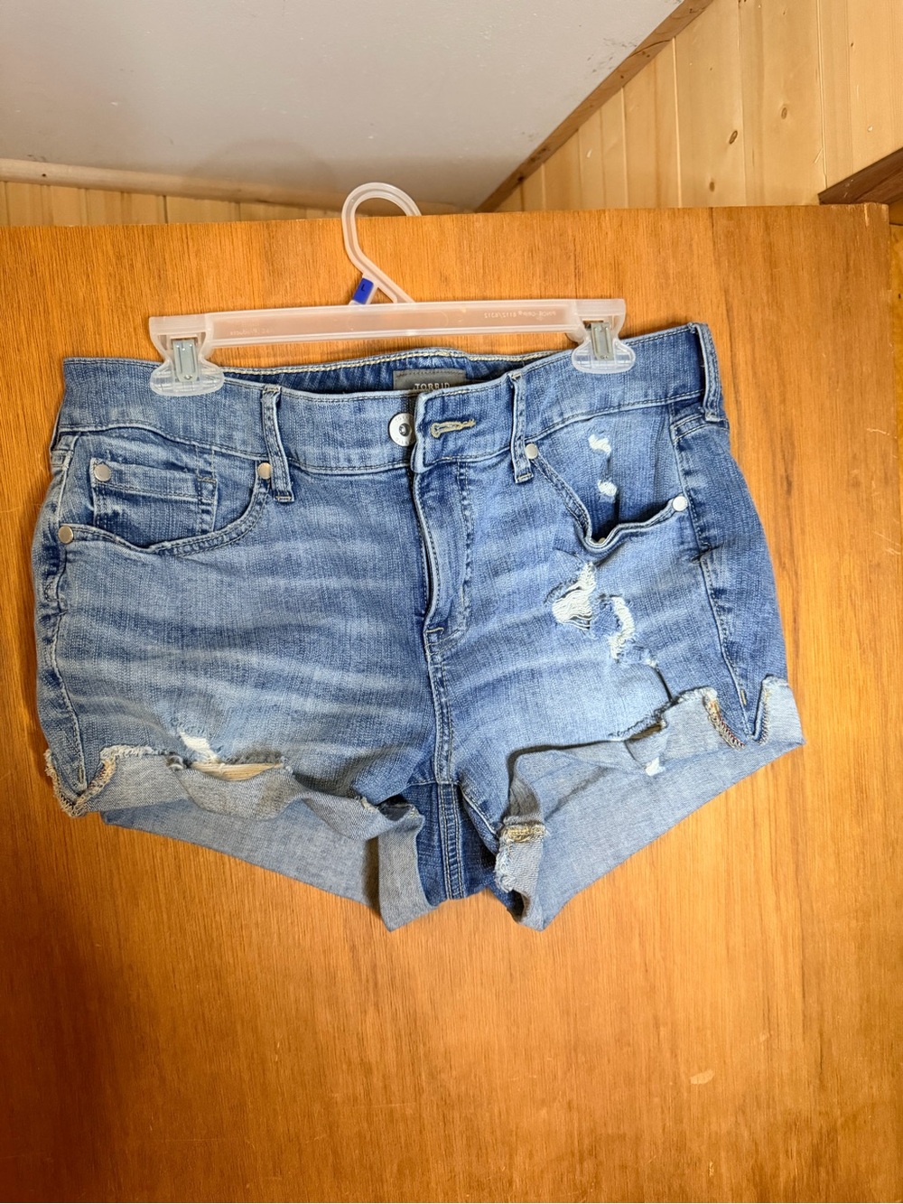 torrid Light Blue Distressed Denim Shorts